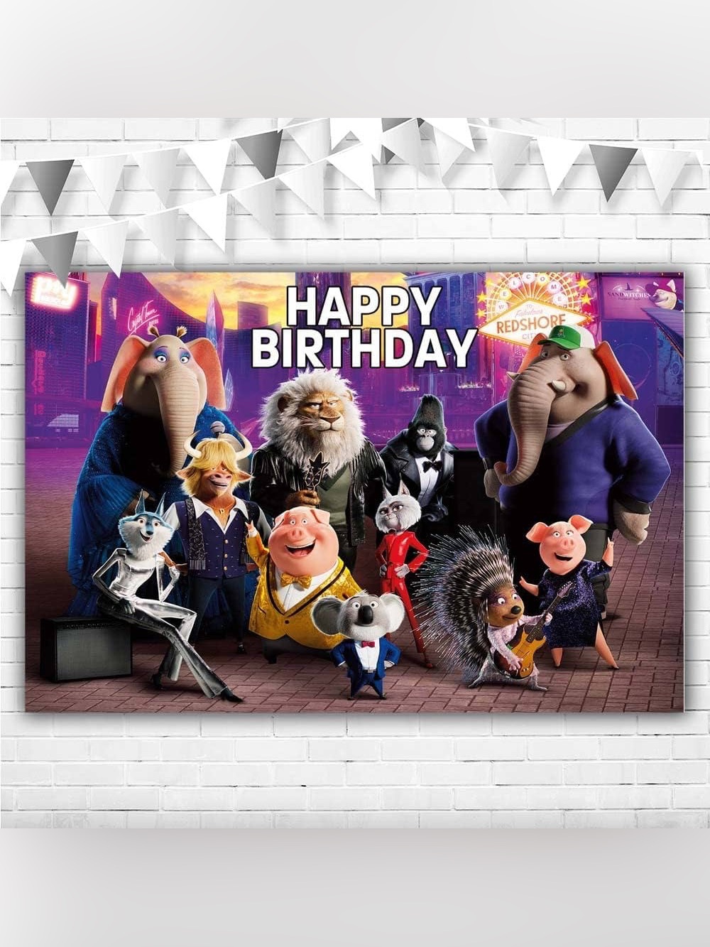 Sing 2 the Movie Happy Birthday Banner Sizing ~ 3 x 5